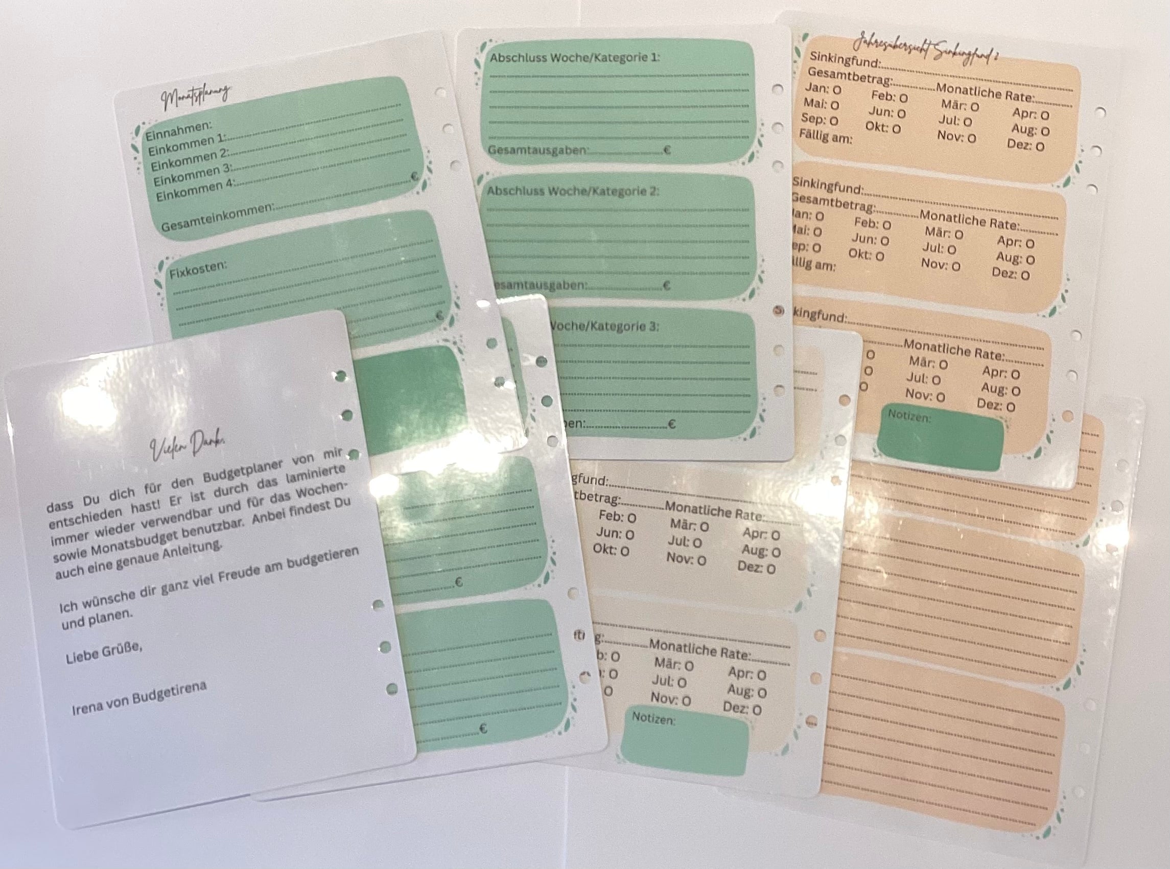 Budgetplaner a5 Einlagen Wochen- oder Monatsbudget laminiert