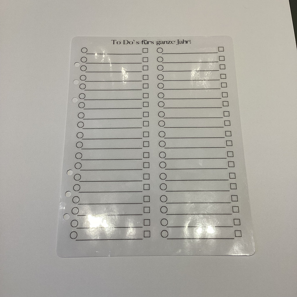 Jahres To Do Liste für den Jahresplaner a5