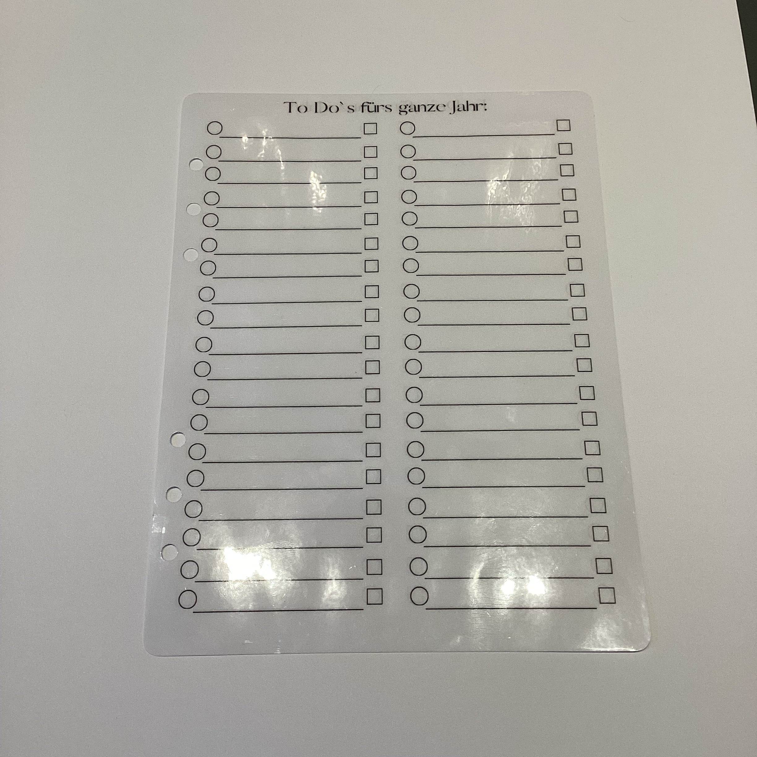 Jahres To Do Liste für den Jahresplaner a5