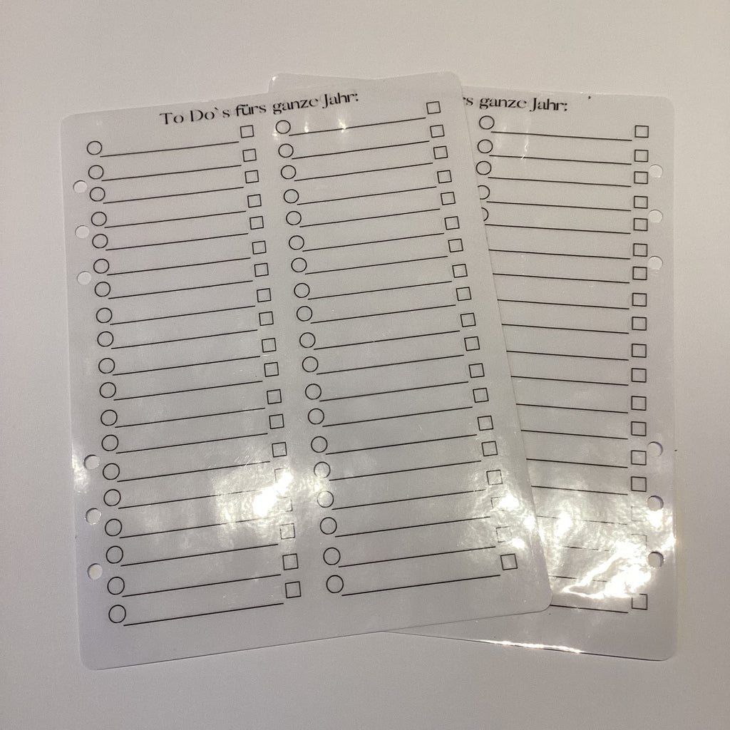 Jahres To Do Liste für den Jahresplaner a5