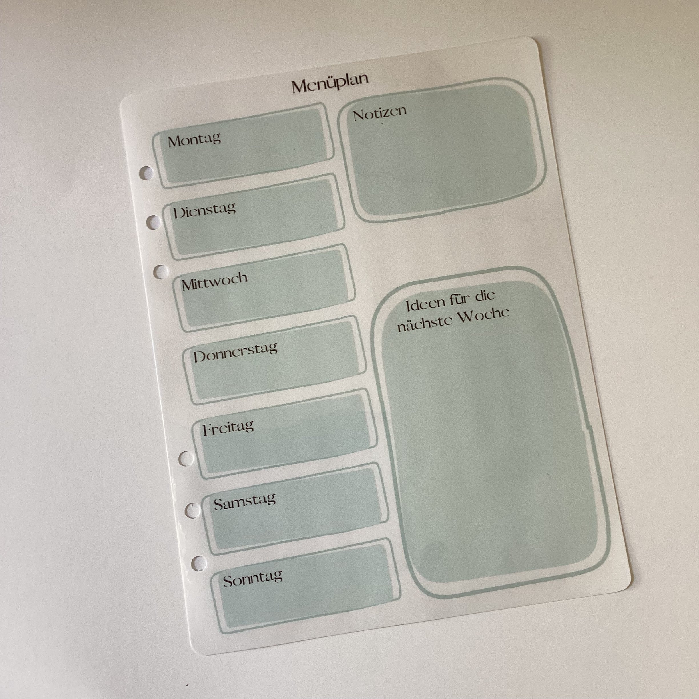 a5 Menüplan für den Jahresplaner
