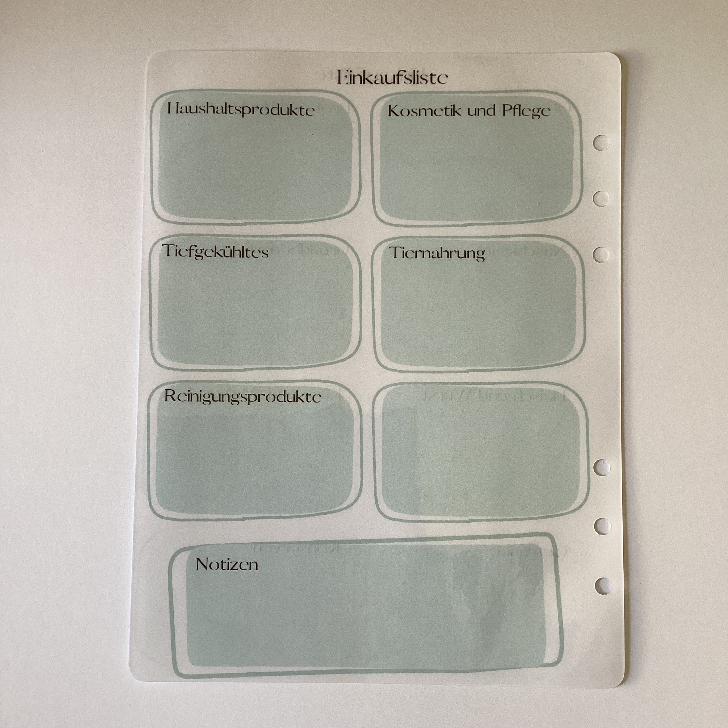 a5 Einkaufsliste für den Jahresplaner