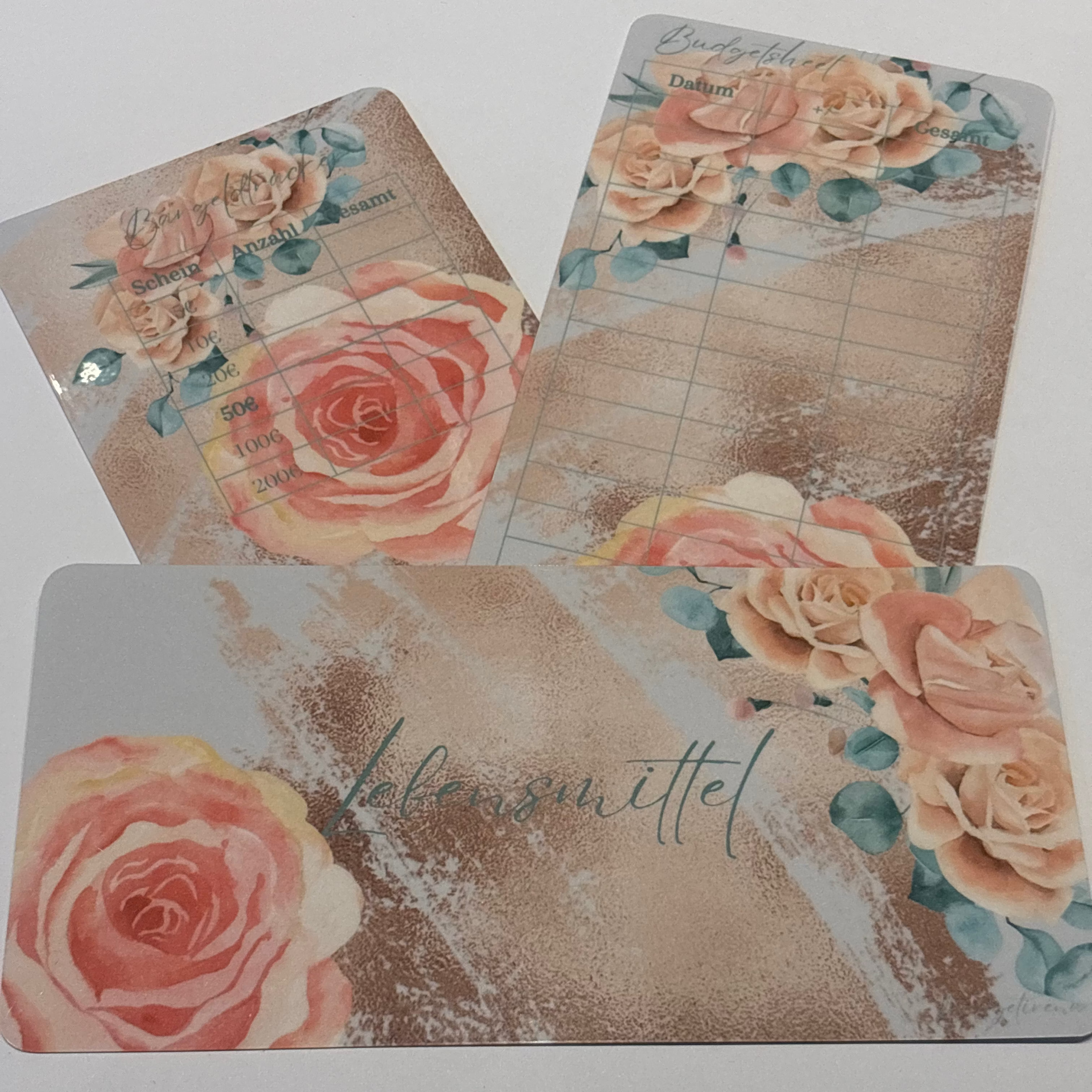 5er Set Dashboard Budgettracker und Bargeldtracker mit Rosenmotiv a6